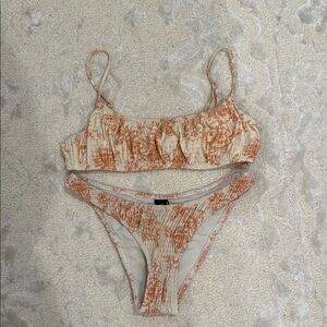 Triangl Floral Bikini Set in Orange and Cream